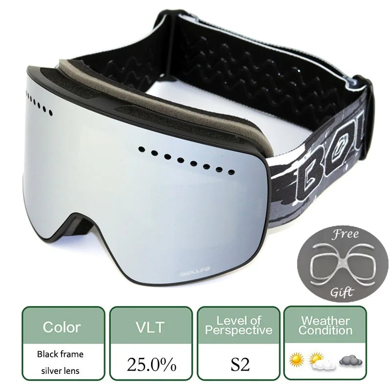 Ski Glasses For Skiing Double Lens Magnetic Mountaineering Glasses UV400 Anti-fog Ski Goggles Men Women Snowmobile Mask