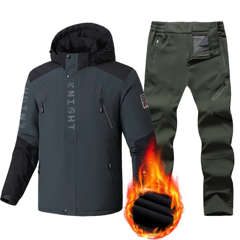 Winter Ski Suit Men Snow Parkas Super Warm Windproof Outdoor Sports Skiing Fleece Jackets and Pants Male Snowboard Wear Overalls