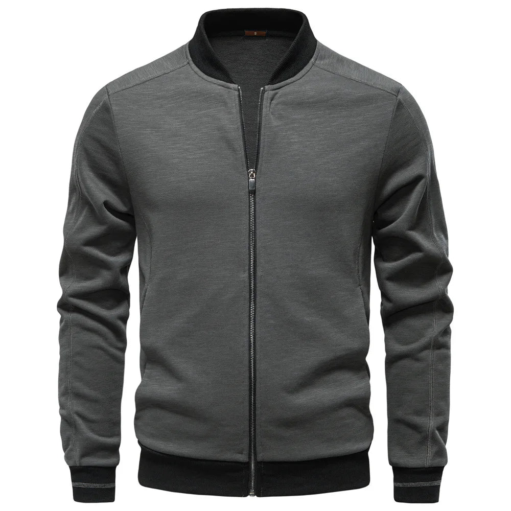 2025 Autumn and Winter New Style Men's Casual Jacket with Baseball Collar, Zipper Design and Solid Color for Versatile Matching