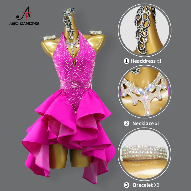 Latin Dance Competition Dresses Dancewear Skirt Womens Top Suit Female Urban Ballroom Girls Sexy New Costume Sport Party Clothes