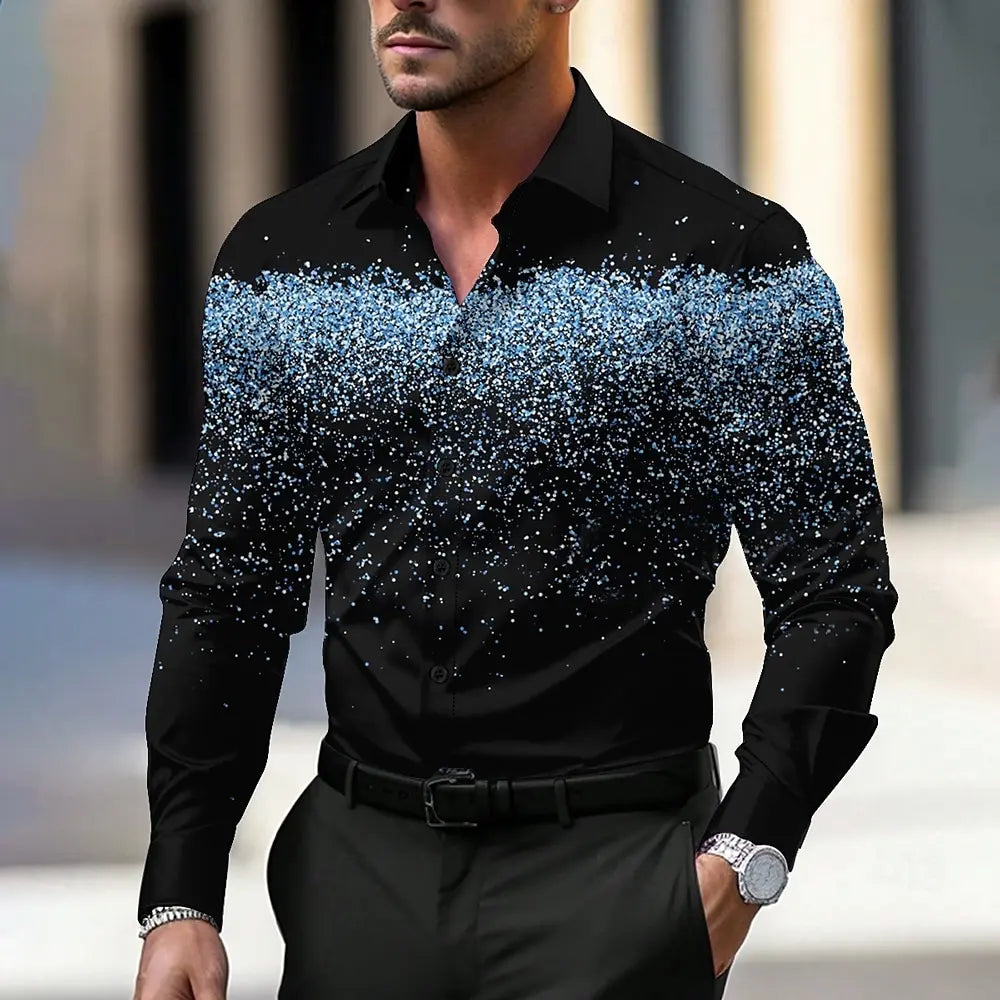Men's casual outdoor street long sleeved 3D shirt, soft and comfortable, new three-dimensional fashion