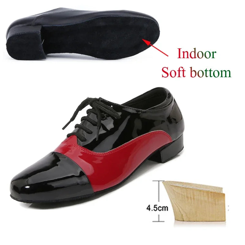 Men's Latin Dance Shoes, Classic Black and White Men's Dance Shoes, Modern Dance Performance Competitions, Sports Shoes