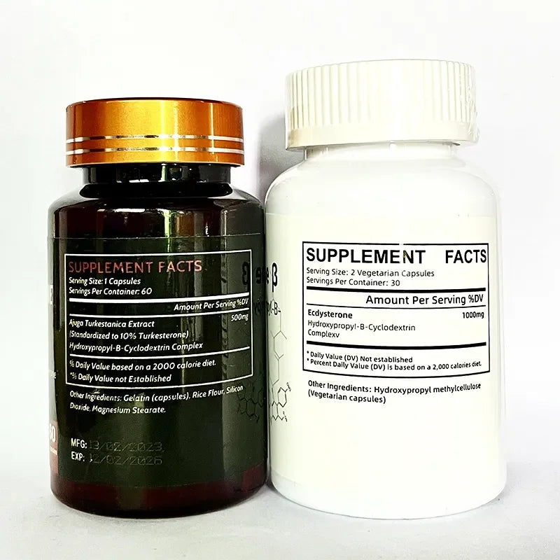 2 Bottle 120 Pills Turkesterone Capsules+Ecdysterone Capsules Support Muscle Development Increase Burn Fat Zengji Hard Capsule