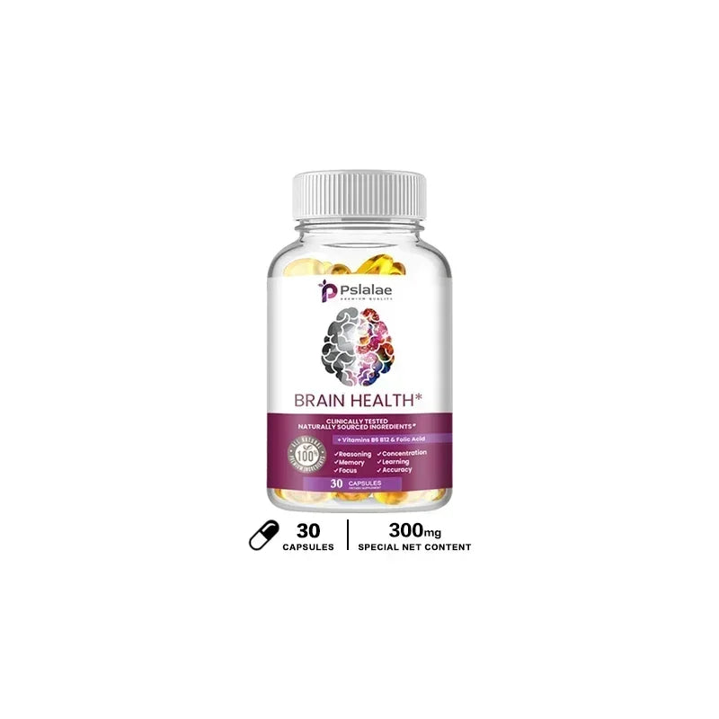 Brain Health Capsules - Supports Brain Health, Enhances Memory & Concentration, Improves Mental Clarity, Vegetarian, Gluten-free