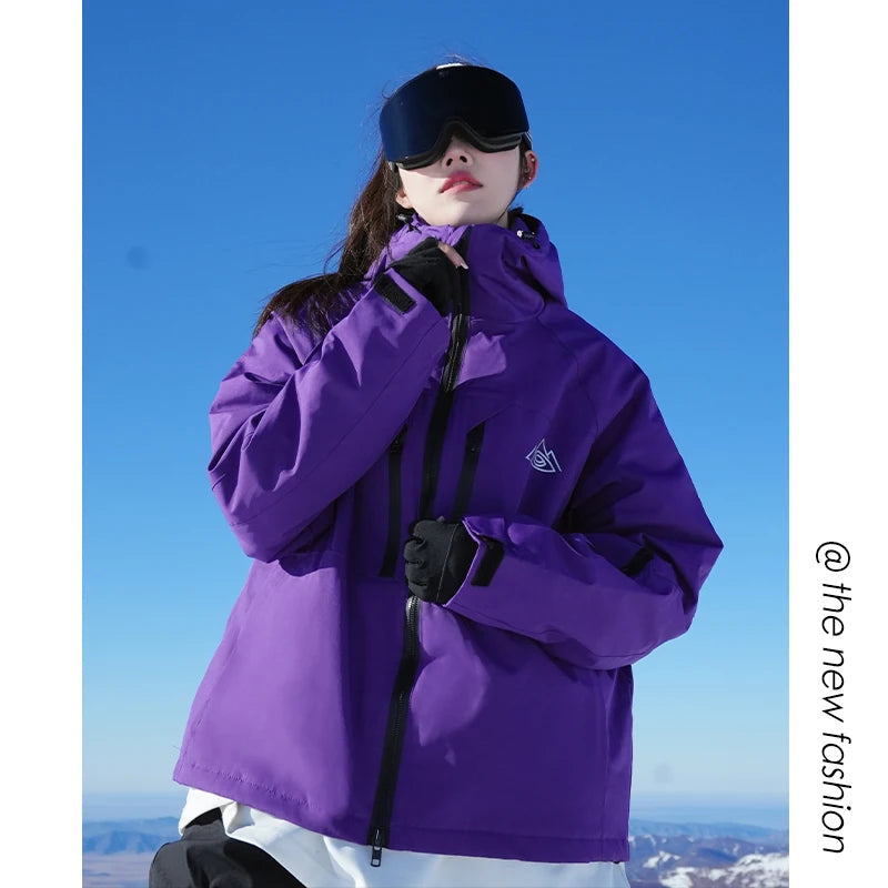 Winter Waterproof Windproof Thermal Ski Jacket for Men Unisex Style Cotton Insulated Thick Warm Snowsports Outdoor Sports Coat