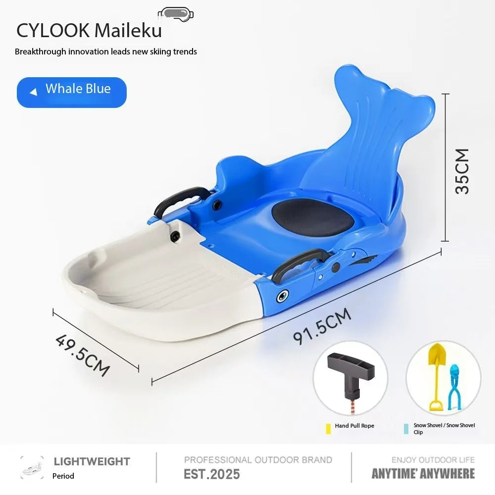 High back snowboard, children's thick and wear-resistant snow toboggan, snowboard, sled, outdoor skateboard, ice skates