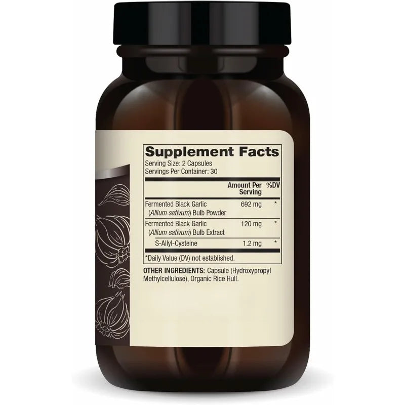 Natural black garlic 60 capsules, dietary supplement, supports immune health, non GMO