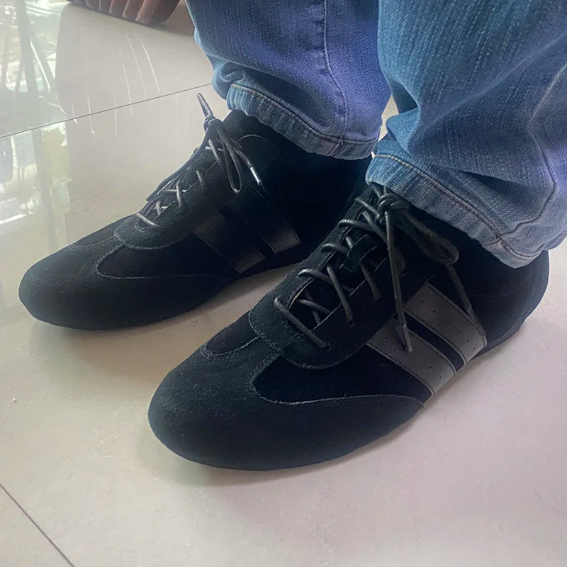 Venus lure Lightweight Dance Sneakers Men Leather Black Suede Sole Unisex Dance Shoes Practice Indoor Shoes for Dancing