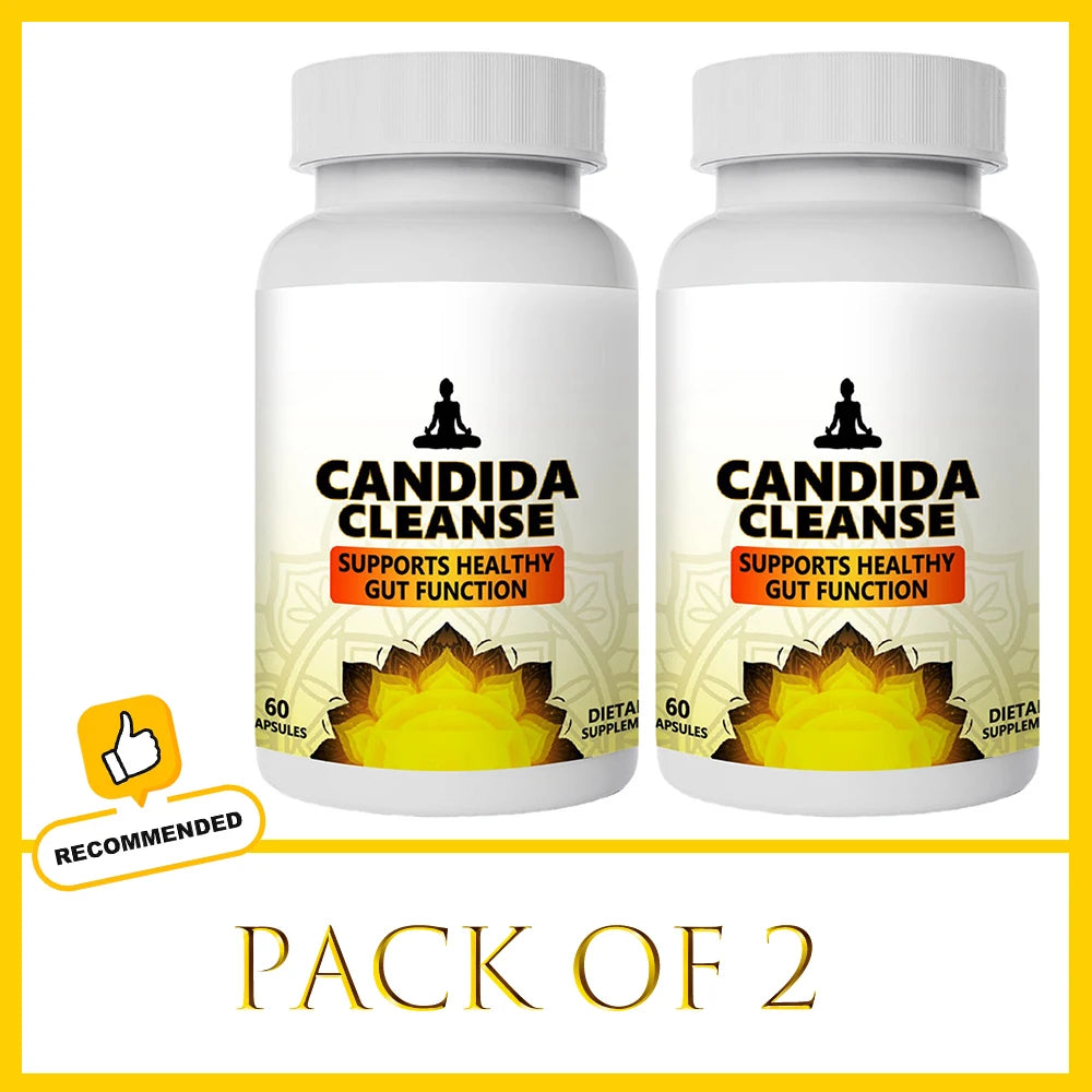 Candida Cleanse Detox for Gut Health - Extra Strength Balance Control Anti Overgrowth Supplements for Women & Men - 60 Capsules