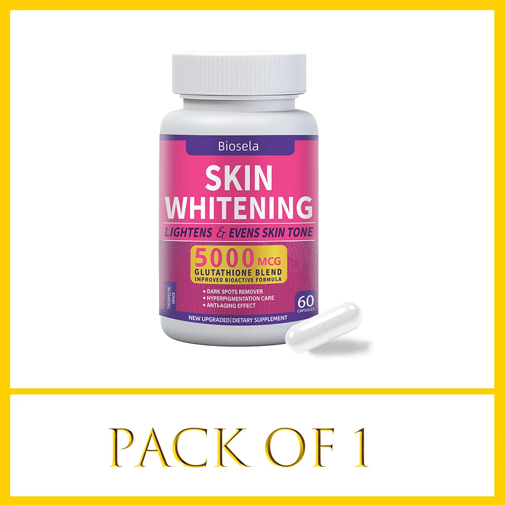 Glutathione Whitening Pills Dark Spots & Acne Scar Remover 5000mcg Vegan Skin Bleaching Pills with Anti-Aging & Antioxidant