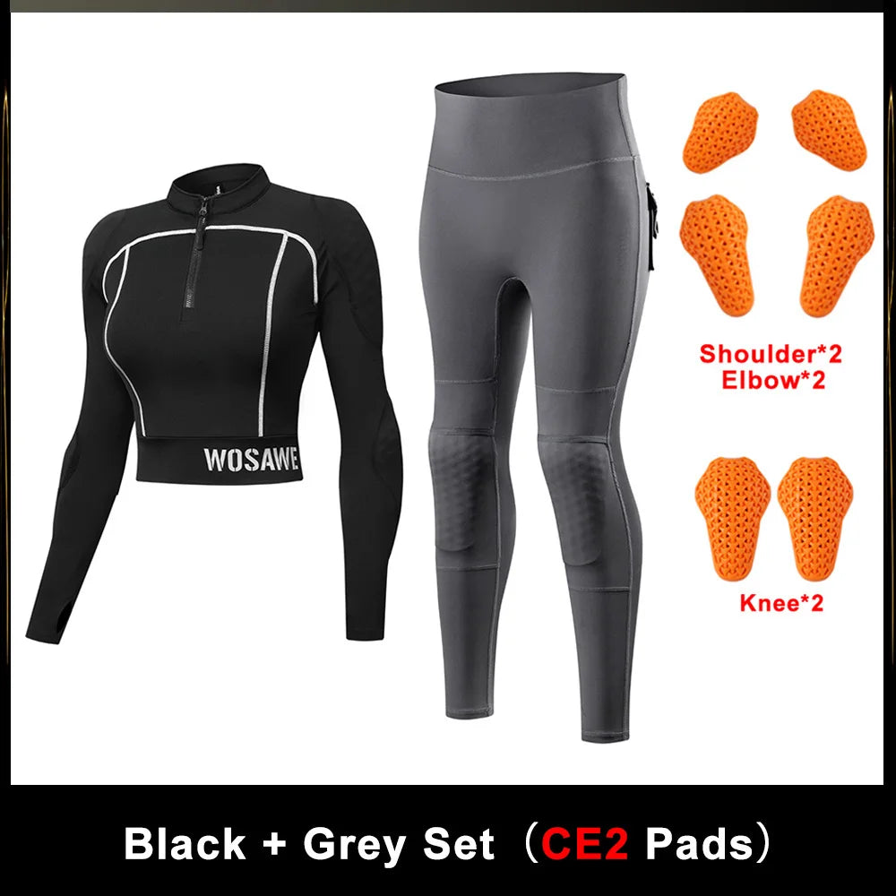 WOSAWE Women Motorcycle Jacket and Pants Set with Removable Pads Soft Protective Gear CE Level 2 Safety Moto Racing Clothes Slim