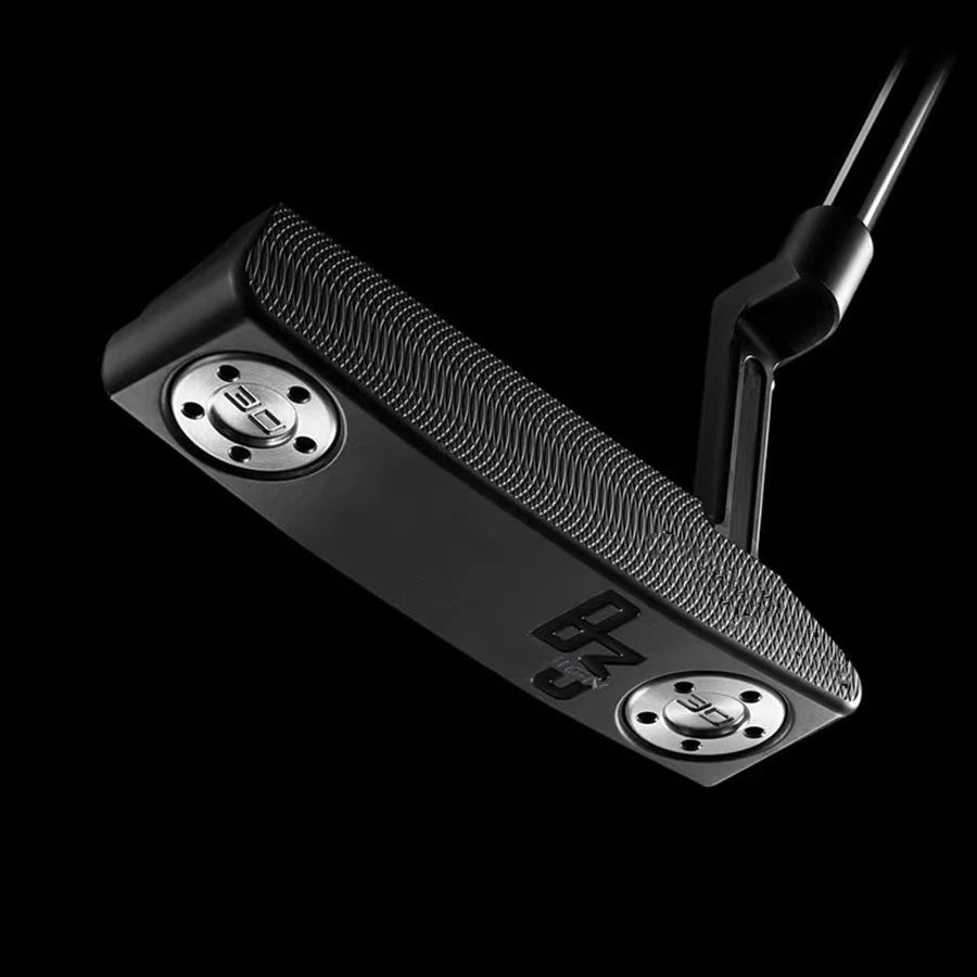 Golf putter, commonly used practice putter from Golf Club, model 83, black straight one-piece putter with cap cover