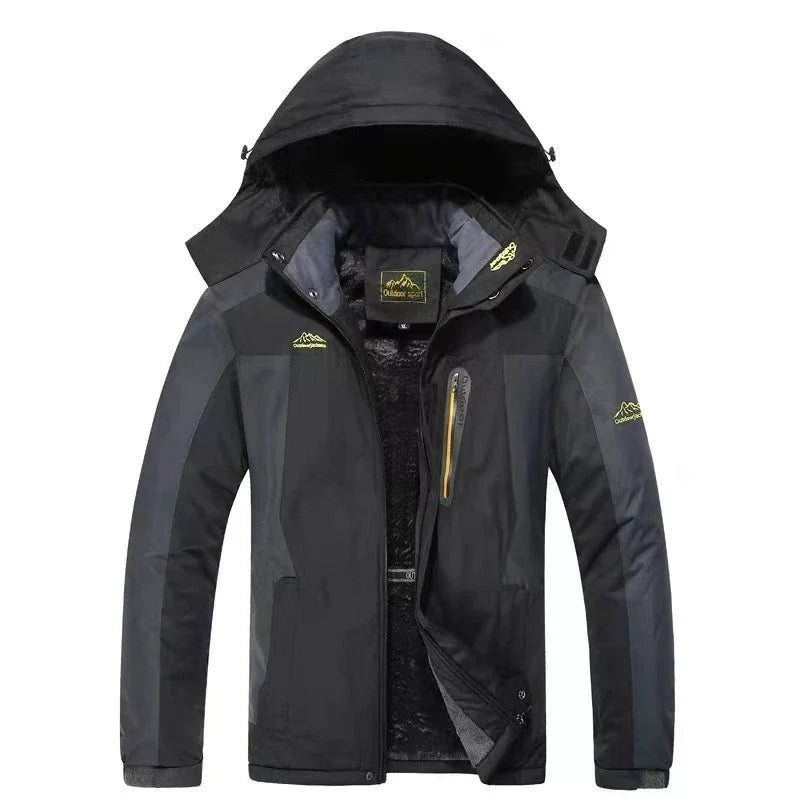Winter New Waterproof Coat for Men, Winter with Added Velvet and Thick Warm Top, Men's Casual Loose Ski Jacket Jacket Quality