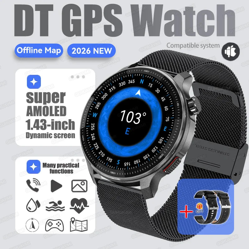 NEW 4G Memory GPS Offline Map Position Smart Watch Built-in App Market Game Compass Waterproof Swim Watches Sports Fashion Watch