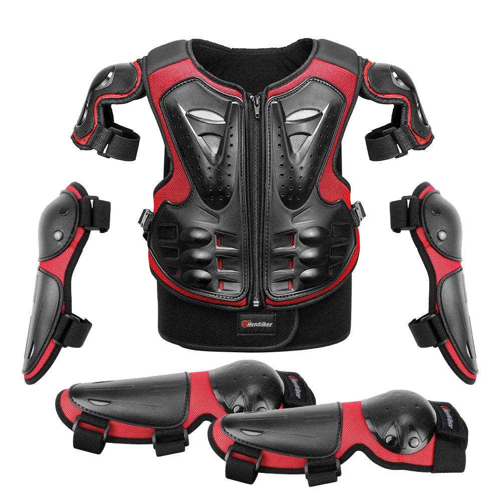 Kid's Motorcycle Armor Vest Protection Motocross Body Armor Jacket Protective Armors Riding Kneepads Moto Full Armor Children