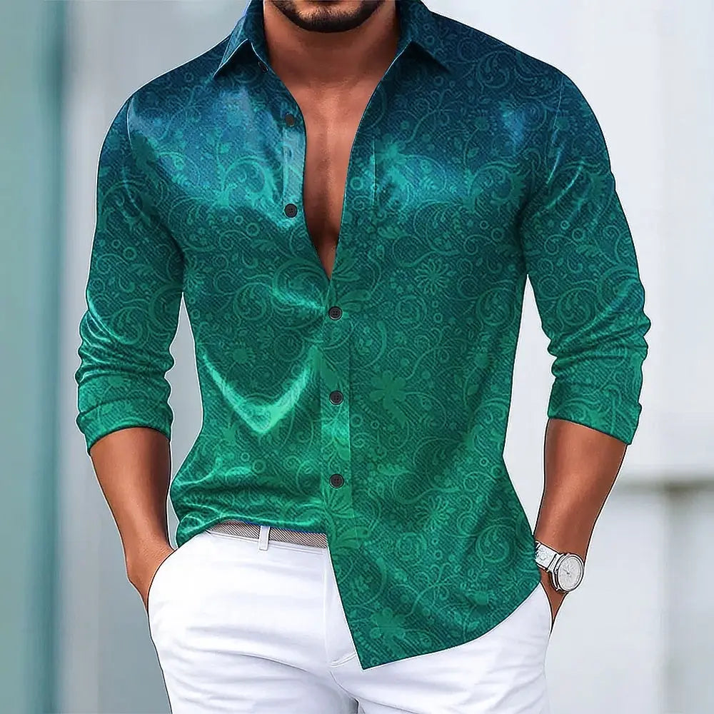 Men's Paisley Floral Print Ethnic Shirt Fashion 3D Printed Shirt Button Up Shirt Casual Long Sleeve Shirt Street Blouse for Mens
