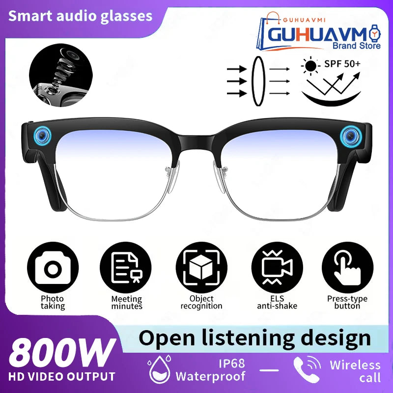 New 4K HD AI Smart Glasses 800w Pixel Multifunctional Camera Ultra Bluetooth Call Voice Assistant Music Player Smart Translation