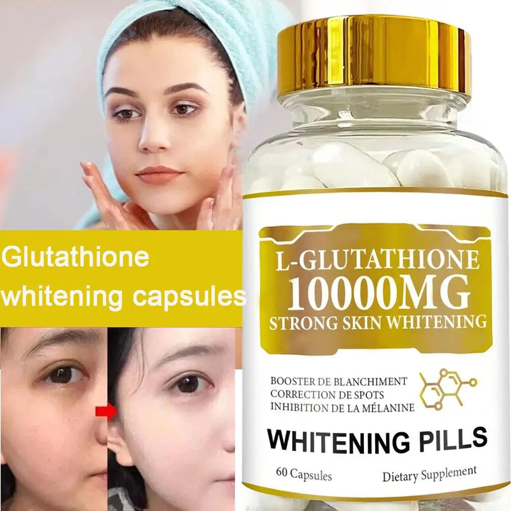 Whitening Pills 60 Capsules Glutathione 10000mg Strong Skin Whitening Dietary Supplement