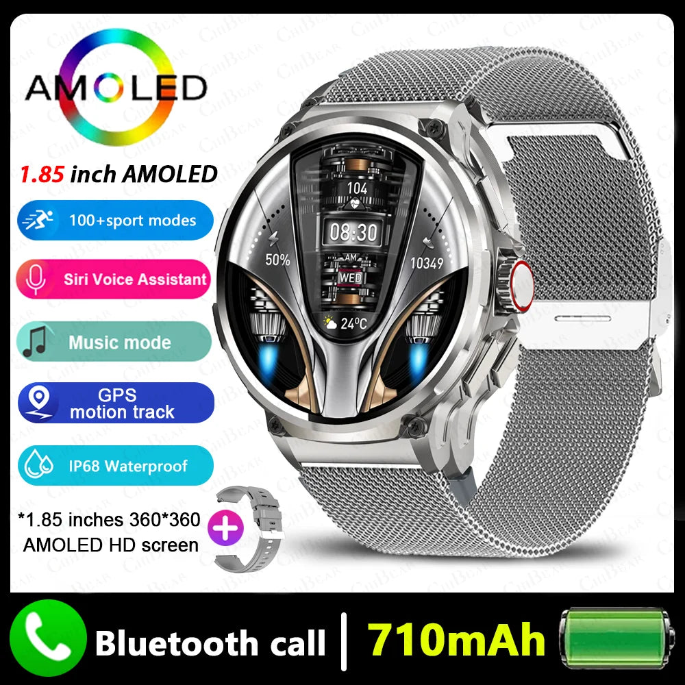 2025 New Military GPS V69 Smart Watch Men 1.85 inch 710 mAh Heart Rate GPS Sports IP68 Waterproof Bluetooth Talk Smartwatch Man