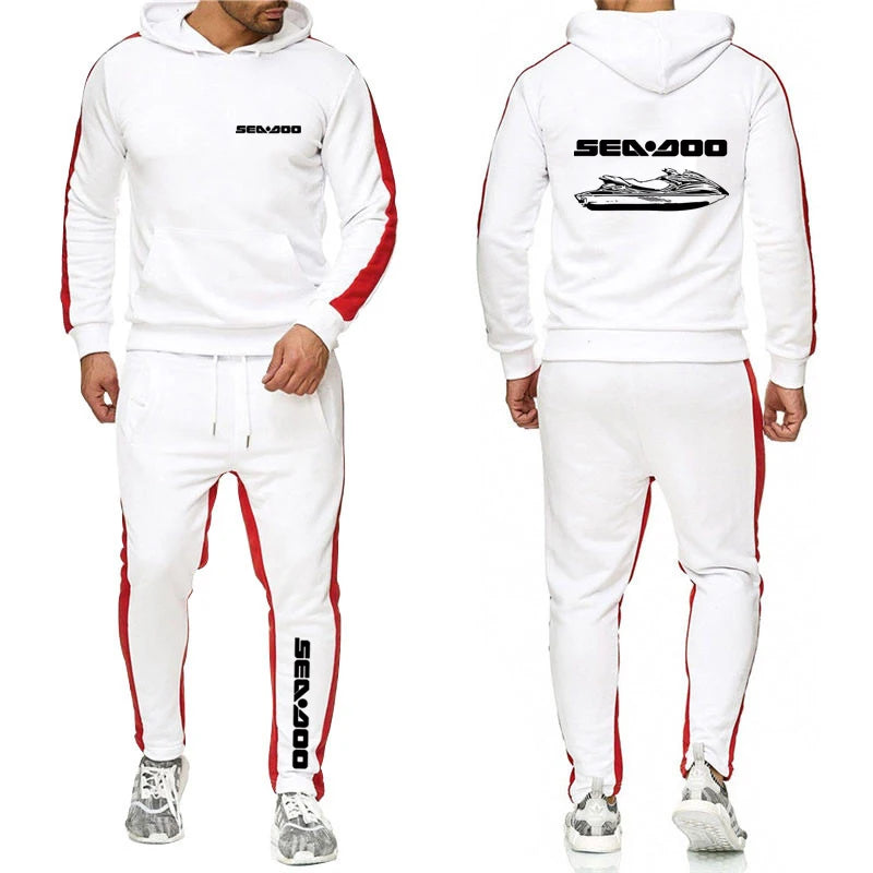 2024 Spring New Men Sea Doo Seadoo Moto Sweatpants 2-piece Set Casual Spliced Pants Baseball Stand Neck High Quality Jacket Coat