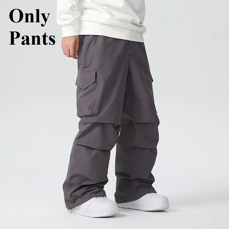 New Men Skiing Pant Solid Sport Warm Windproof Breathable Outdoor Ski Pants Pocket Waterproof Snow Women Adult Snowboard Pant