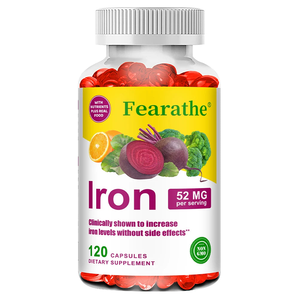 Iron and Vitamin C Supplement - Boosts Energy, Focus, and Immune Function, Supporting Red Blood Cells, Improve Immunity, Non-GMO