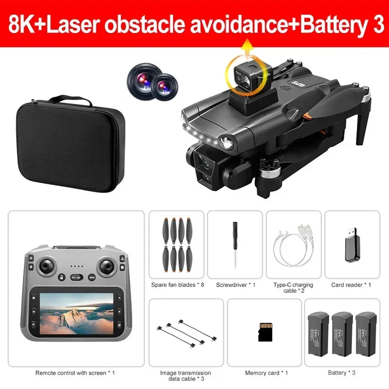 Original V198MAX GPS Return Drone 5G 8K HD Dual Camera Dron Remote With Screen Laser Obstacle Avoidance Drone RC Toys Gifts FPV