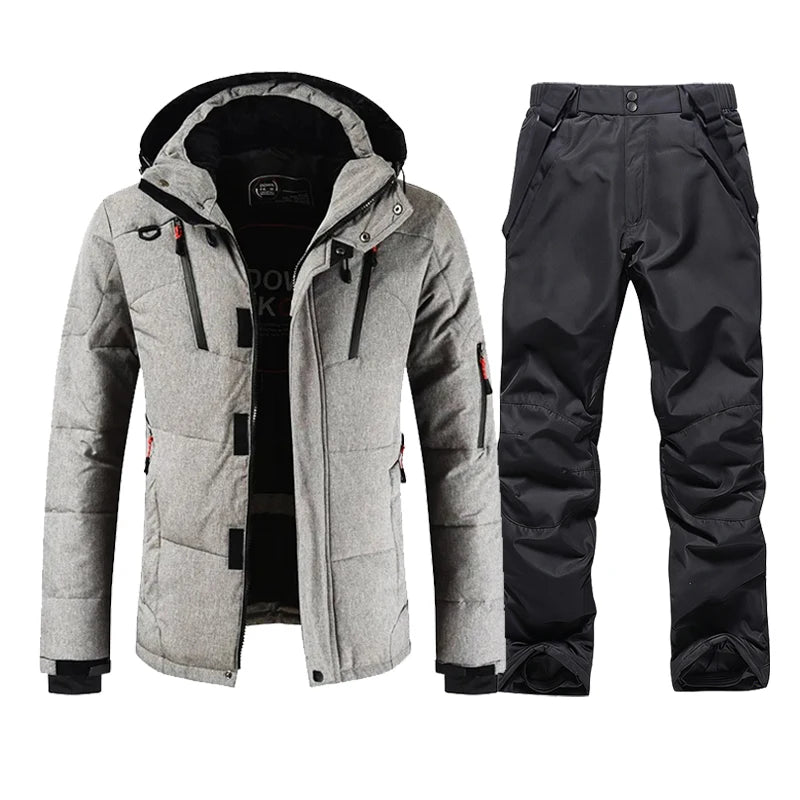 Winter Ski Suit Men Snow Parkas Warm Windproof Outdoor Sports Skiing Down Jackets and Pants Male Snowboard Wear Overalls