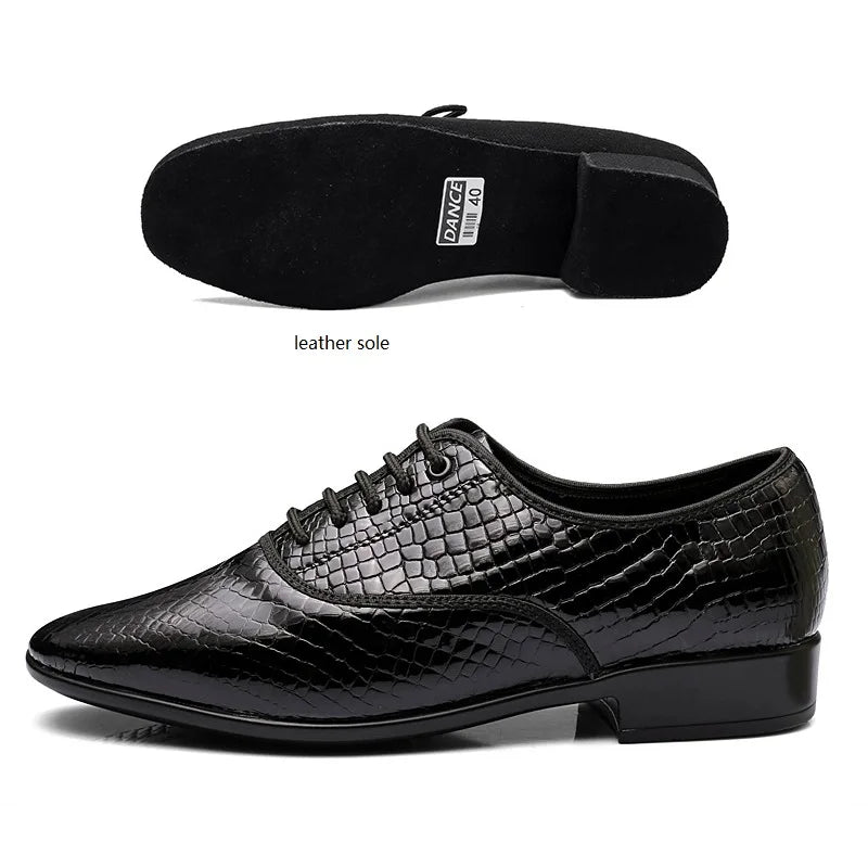 Breathable Tango Dance Shoes Men Latin Dance Shoes Snakeskin Sneakers Leather Jazz Modern Ballroom Dancing Sports Shoes Man