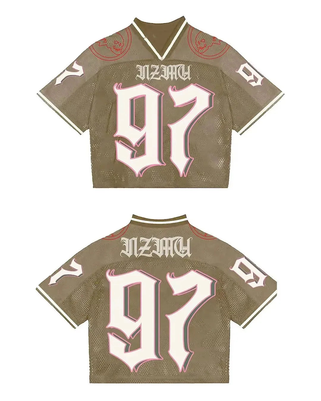 Harajuku Style American Y2K English Printed Baseball Sports Short-sleeved Men's Loose Casual Street T-shirt Football Jersey