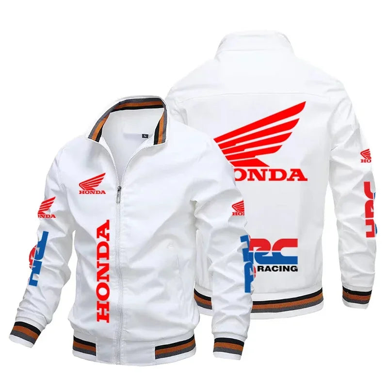 45472 New Honda Motorcycle Men's Jacket Honda Print Bomber Jacket Casual Trendy Baseball Uniform Men's Women's Motorcycle Jacket