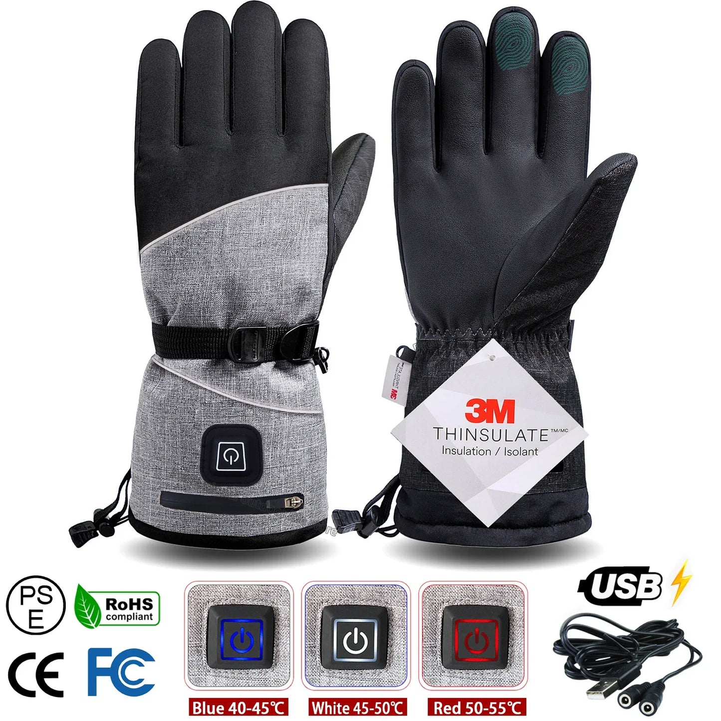 3M Cotton Heating Gloves Winter Hand Warmer Electric Thermal Gloves Waterproof Heated Cycling Motorcycle Bicycle Ski Outdoor
