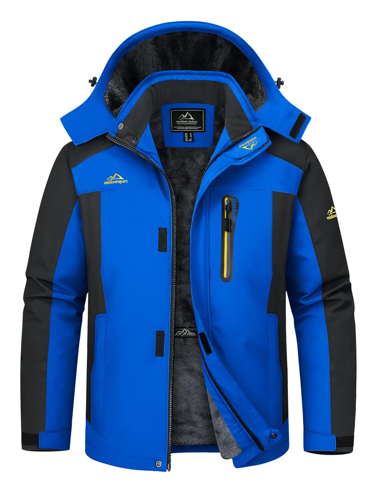 TACVASEN Winter Fleece Lining Jackets Waterproof Mens Ski Snowboard Parka Windproof Removable Hoodie Coats Casual Windbreaker