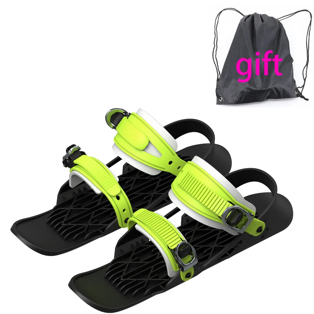 Mini Short Ski Skates Skis Boots Skiboards Adjuatable Adults Short Shoe Snowblades Portable for Winter Outdoor Sports Snow Board