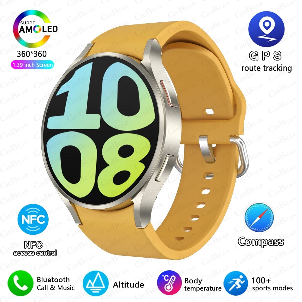 2025 New Bluetooth Call Smart Watch 6 Classic Men AMOLED HD Screen AI Voice Assistant Bluetooth Call NFC GPS Smartwatch Women
