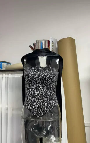 Sexy Sequin Top Long Skirt Set Women Strapless Off-shoulder Slim Tops High Waist Satin Skirts Sets Lady Vacation Party Outfits
