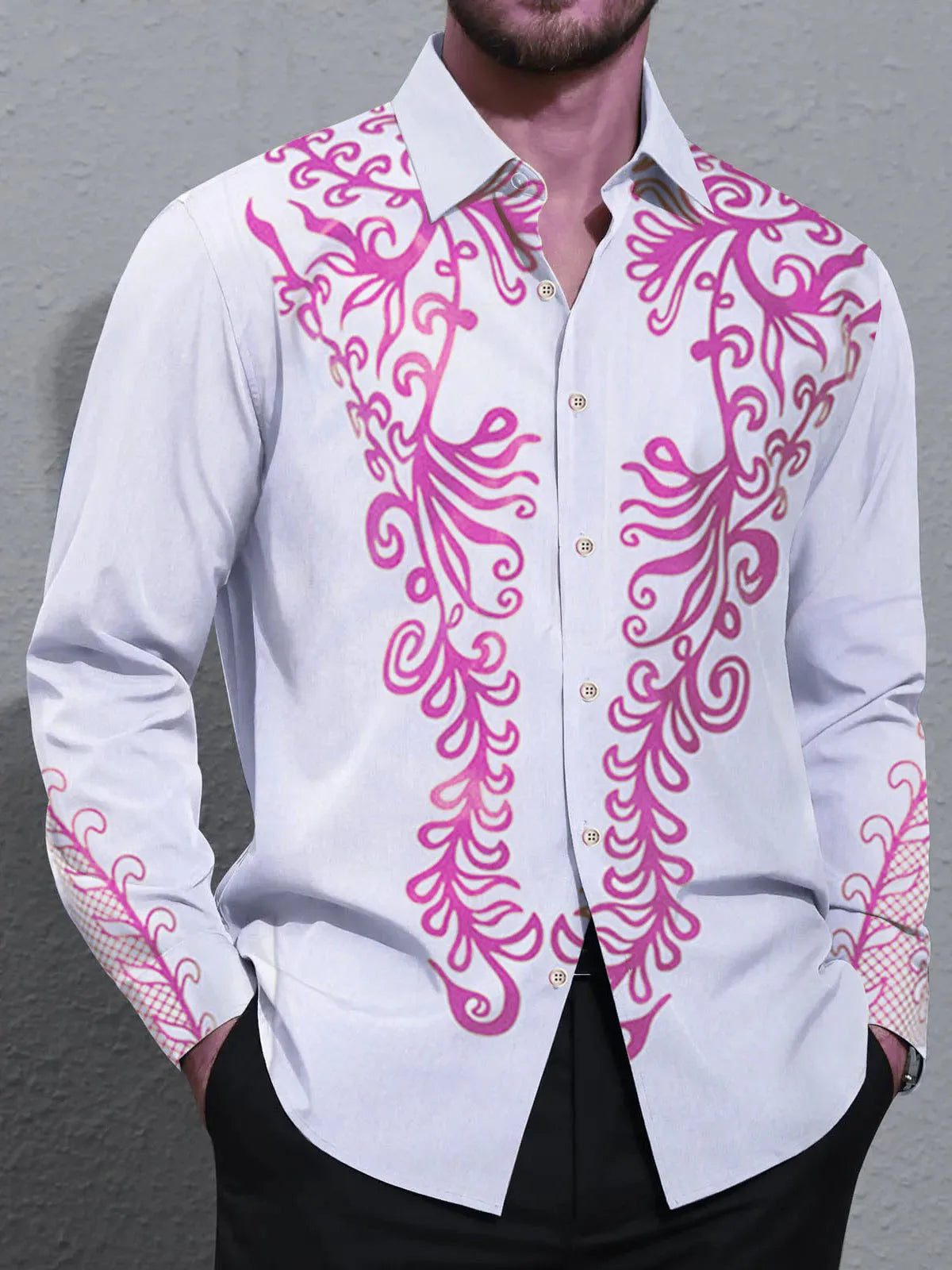 Men's shirts, button down shirts, casual shirts, spring and summer, printed long sleeves Tops fashion comfortable Men Clothing