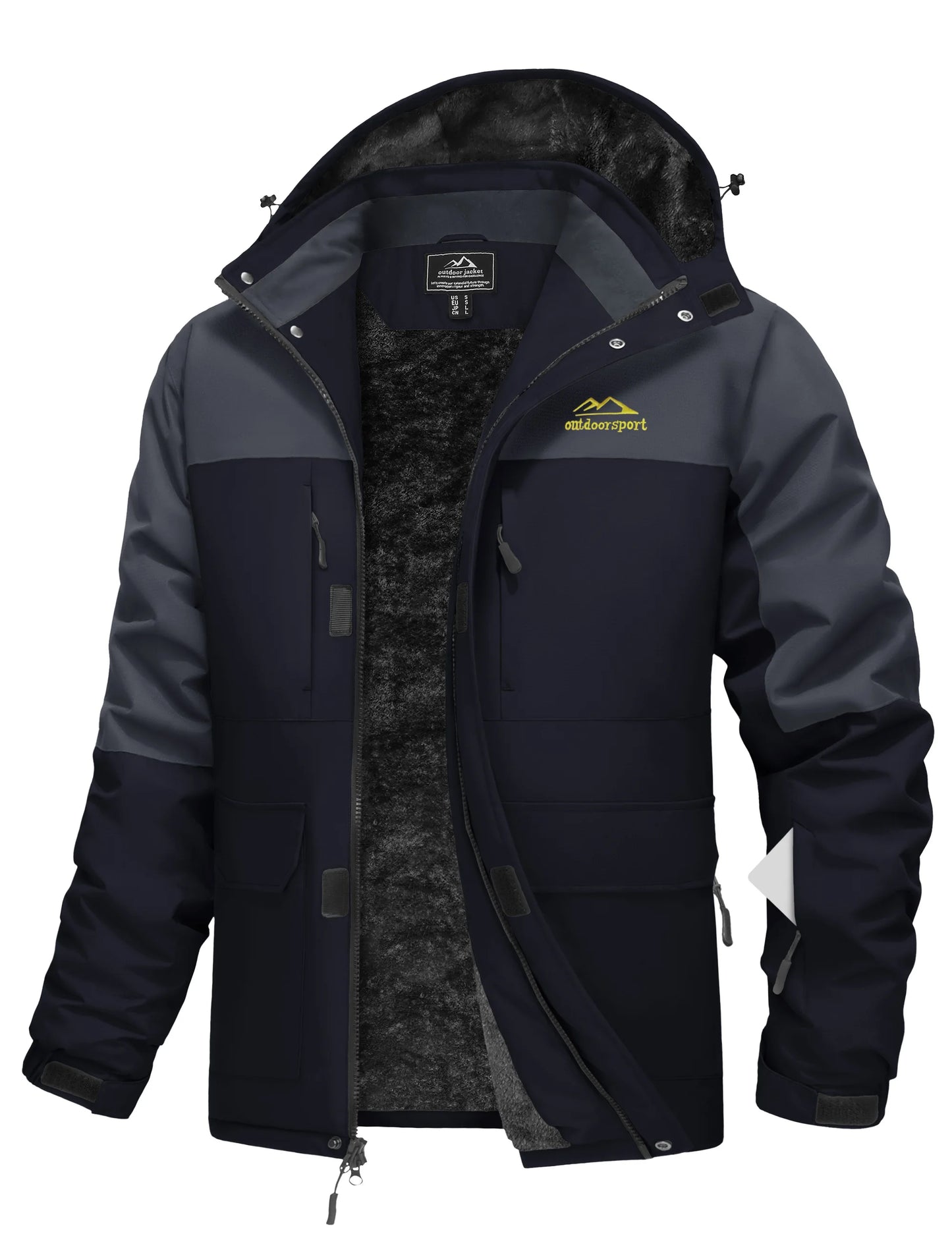 TACVASEN Winter Heavyweight Coats Mens Ski Snow Waterproof Jackets Fleece Warm Snowboard Hooded Jacket Parka Raincoats 9 Pockets
