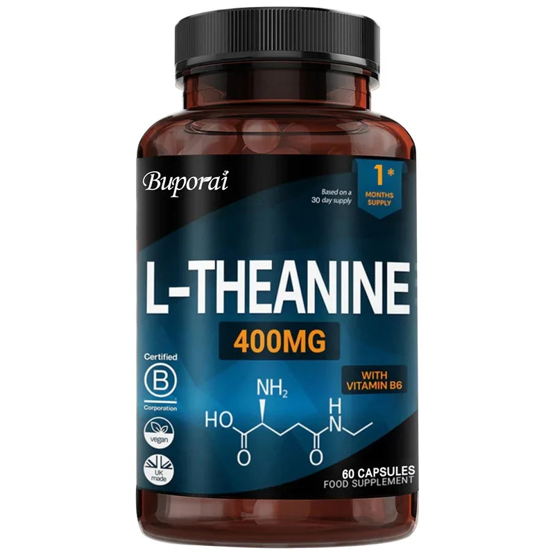 L-Theanine 400MG - Supports Relaxation, Relieves Stress and The Nervous System, Reduces Fatigue, and Promotes Energy Production