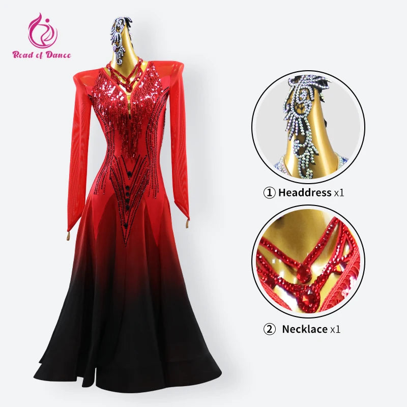 Womens Modern Dress Carnival Girls Ballroom Dance Costumes Waltz Female Suit Korean Stadium Lyrical Long Sleeve Stage Party Sets