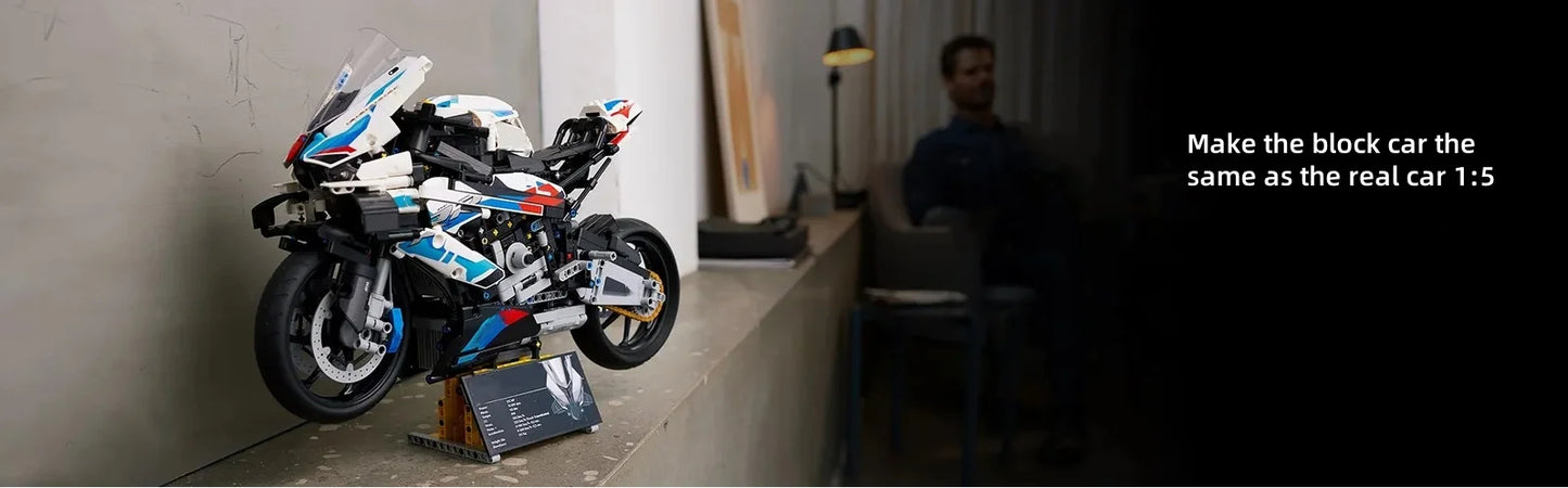 New Motorcycle Building Bocks Simulation Motorcycle Model Decoration Assembly Model Difficult Toy Boy Educational Creature Gifts