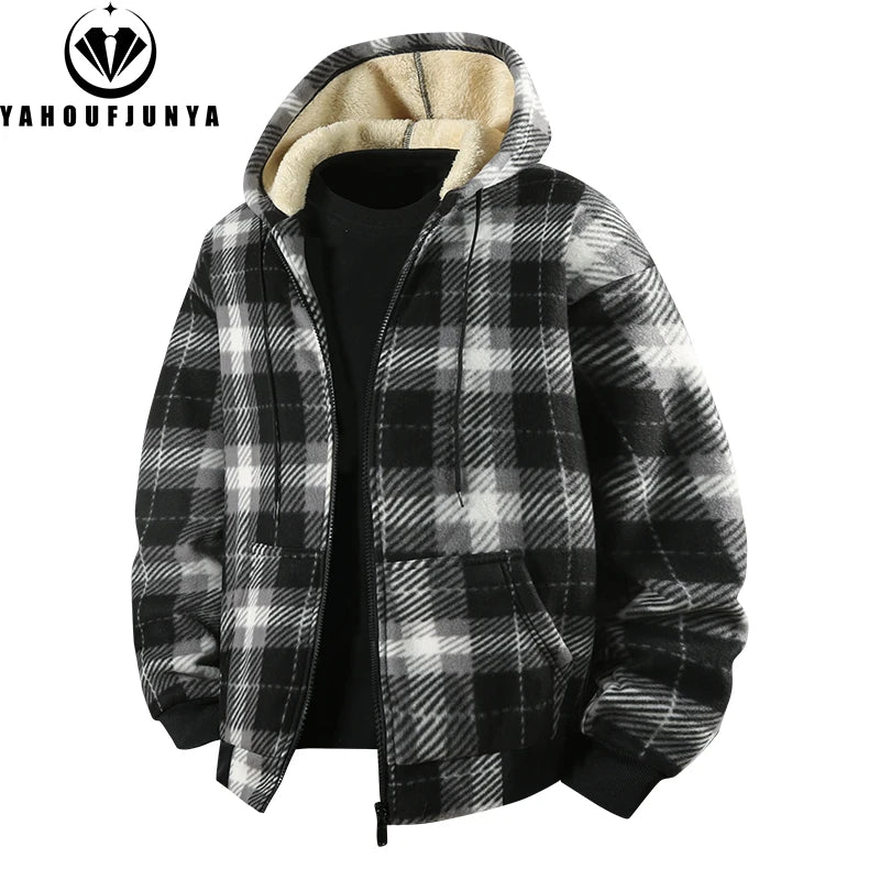 Spring Autumn Men Outdoor Leisure Windbreak Hooded Jacket Men Fleece Warm Solid Color Fashion Brand Jacket Coat Male Clothing