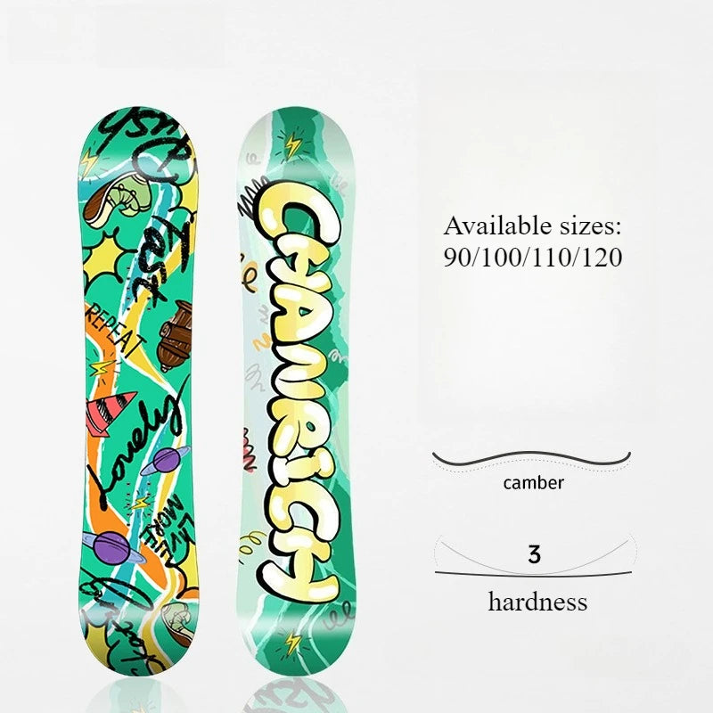 Children's All-Mountain Snowboard 80-120cm, Light Poplar Core Twin Symmetric for Beginner/Advanced Kids & Boys Girls