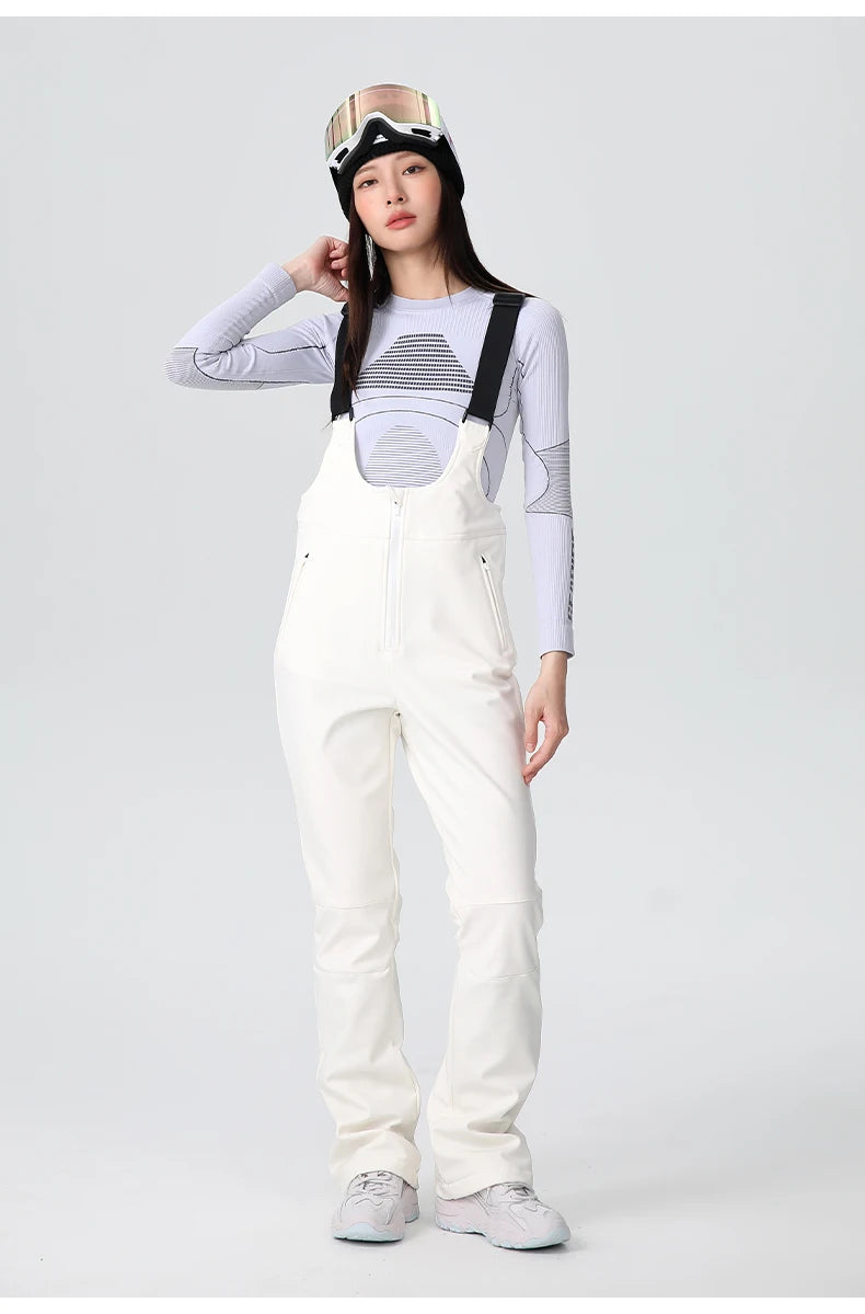 new women slim strap ski pants women's waterproof four-way stretch fleece winter ski pants snow ski pants women