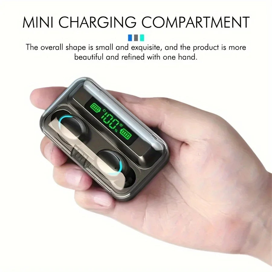 F9 TWS Bluetooth Wireless Headphones - Large-Capacity Charging Case & Digital Display, Long-Lasting Battery Game Earbuds