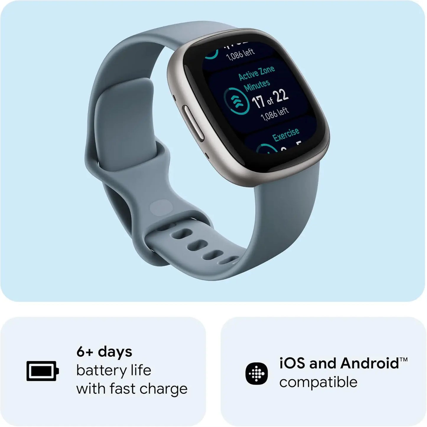 Fitbit Versa 4 Smartwatch GPS Fitness Tracker 24/7 Heart Rate SpO2 Sleep Monitor 50m Waterproof for Running Swimming Gym Outdoor