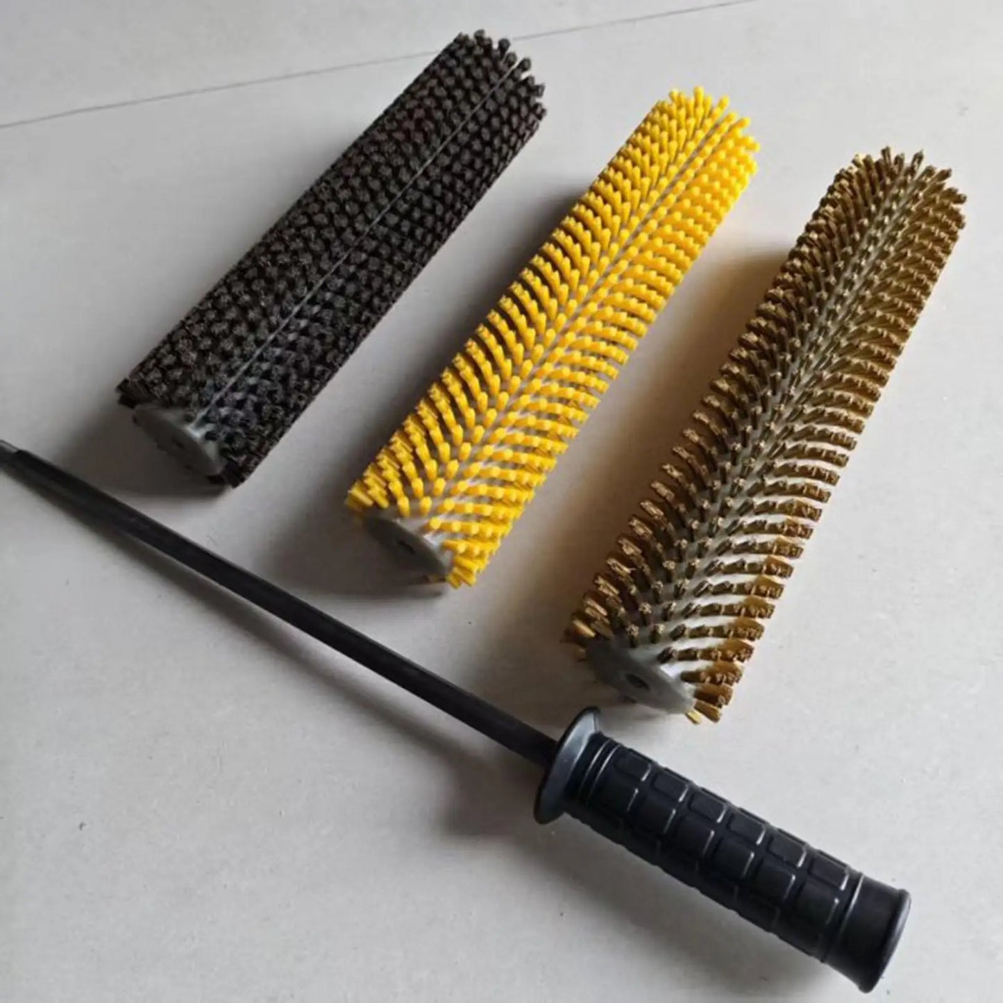 10/15/30cm Ski Brush Kit with Axle Handle Portable Snowboard Waxing Brush Set Nylon Copper Wire Brush Ski Maintenance Tool