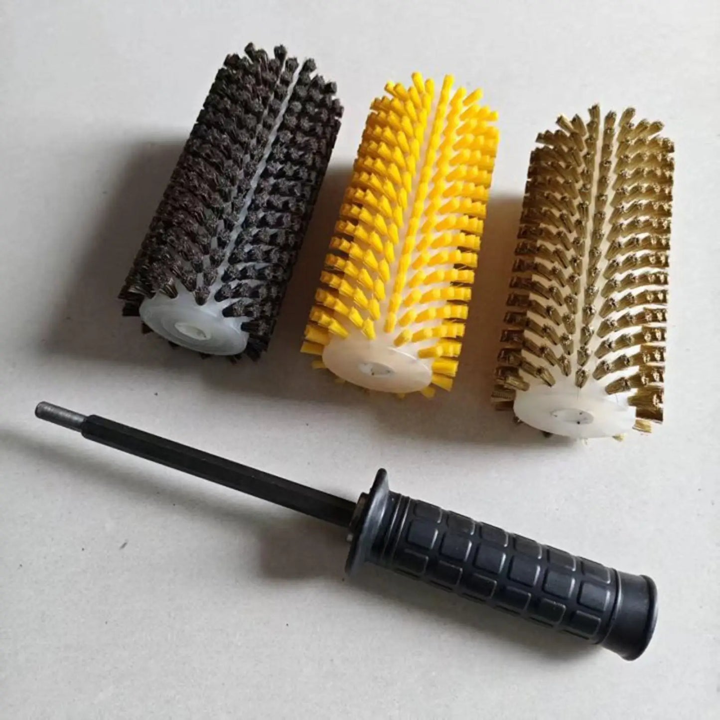 10/15/30cm Ski Brush Kit with Axle Handle Portable Snowboard Waxing Brush Set Nylon Copper Wire Brush Ski Maintenance Tool