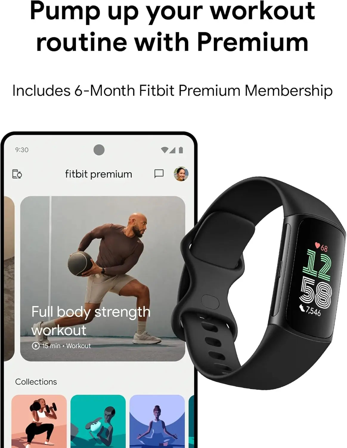 Fitbit Charge 6 Smart Fitness Tracker with ECG,Heart Rate,SpO2,GPS,Sleep Stress Monitor, Waterproof Watch for Running & Swimming