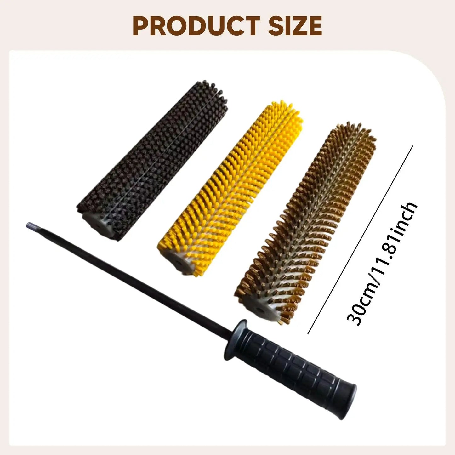 10/15/30cm Ski Brush Kit with Axle Handle Portable Snowboard Waxing Brush Set Nylon Copper Wire Brush Ski Maintenance Tool